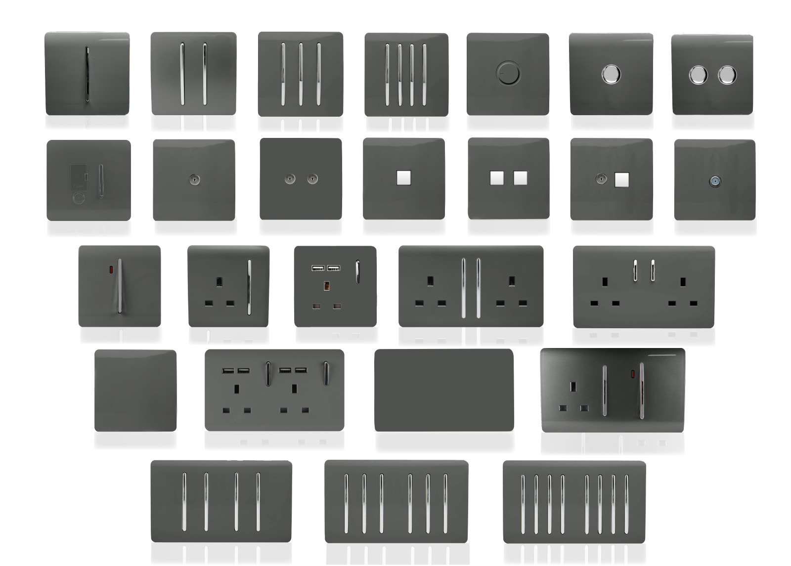 Charcoal Wiring Accessories Trendi Decorative Screwless Charcoal Wiring Accessories Trendi Decorative Screwless